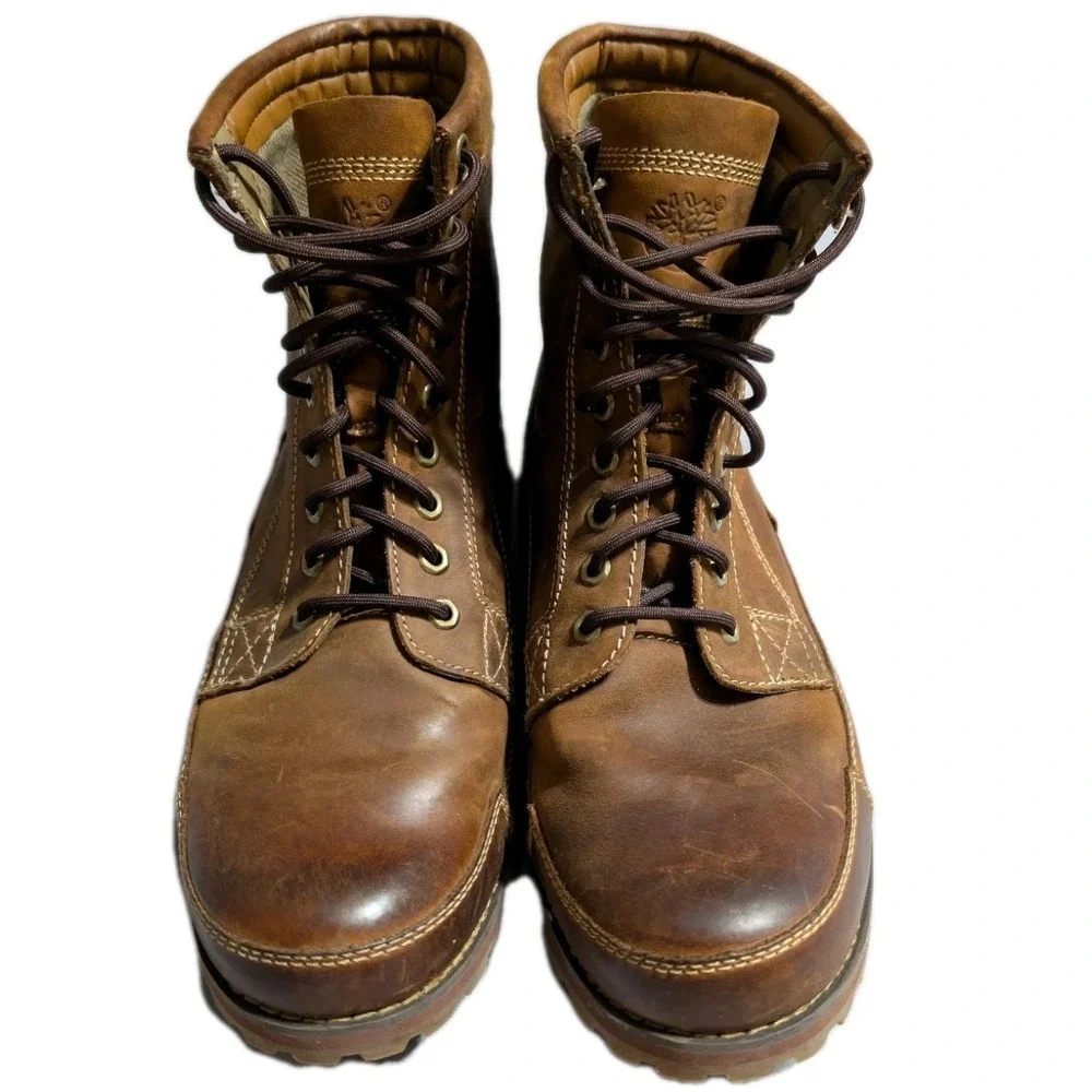 Timberland Originals‎ Mid Boots Mens 12 Brown Leather Waterproof Lace Up 15551